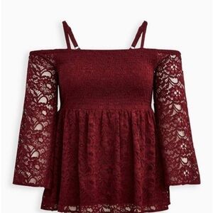 Torrid Lace Babydoll Off the Shoulder Blouse, Size 2